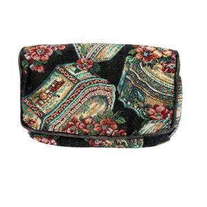Vtg Oscar De La Renta Tapestry Clutch Organizer Travel Bag 11"x7" Travel Case